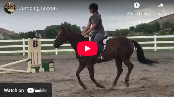 Video # 313, and Question # 335: Kayla is riding in a jumping lesson, and wants to know why she got jumped out of the tack on the first jump!
